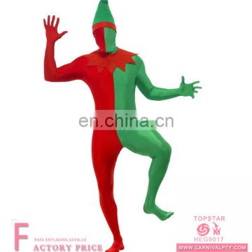 New Produce Promotional Artistic Men Christmas Elf Second Skin Costume For Party