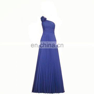 Royal Blue One Shoulder Long Bridesmaid Dresses Flower Pleats Brides Maid Dresses Elegant Wedding Party Gowns Dresses