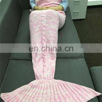 Ebay Amazon hot sale long fish tail blanket Crochet Wrap Knitted Mermaid Tail Blanket