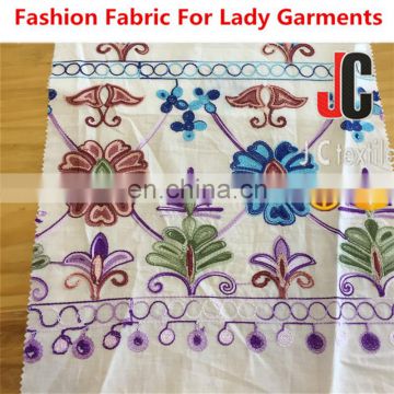 JC-M651128 hign quality shaoxing ethnic pattern embroiderey cotton voile fabric