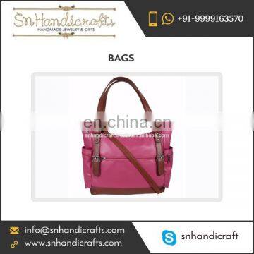 Genuine Leather Pink Color Handbag at Affordable Price