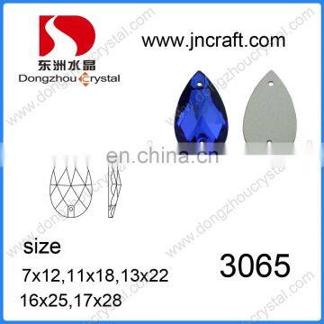 DZ-3065 drop shape flat bacl sew on crystal stones for clothing