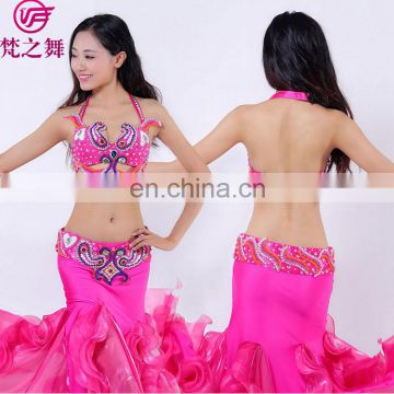 Egyption hot sales the most popular lady belly dance costumes bra and belt and skirt set