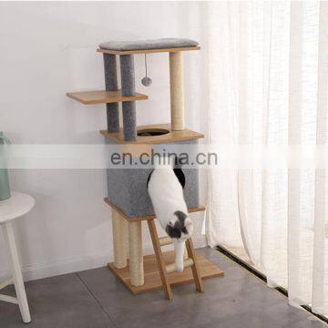 Multifunction Sturdy Wooden Pet Toy Cat Furniture With Plush Cushion