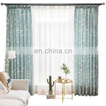 Modern  printed linen look curtain for flat window