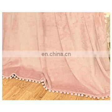 100% Polyester Flannel Blanket With Pom Border Two Sides Brushed Cozy Fleece Throw photo-4