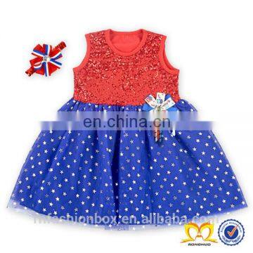 Girl Pageant Dress Made In China One Piece Girl Party Dress Royal Blue Baby Sequin Wedding photo-2