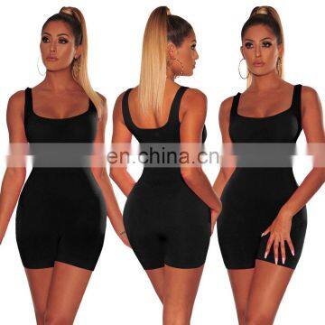 Women 2020 New Arrival One-piece One Piece Jumpsuit Sexy Short Bodycon Casual Blank Fluorescent Color Romper Jumpsuit photo-2