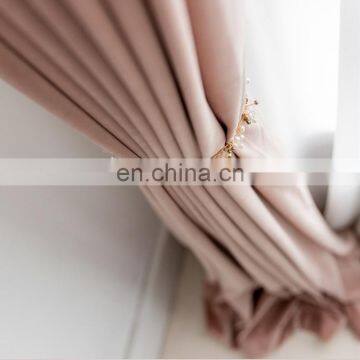 Wholesale Luxury Designs Decorative House Light Pink Velvet Fabric Ready Made Shading Finished Curtains for Hotel and Home photo-2