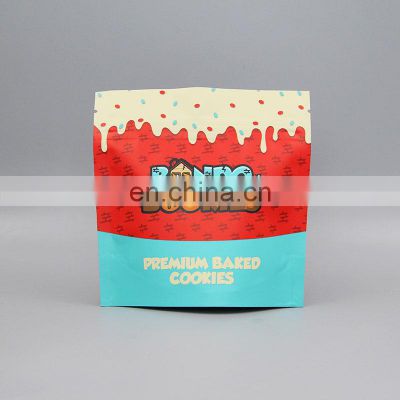 customized logo printing UV printed stand up pouch zipper seal cookie package chips packaging bags