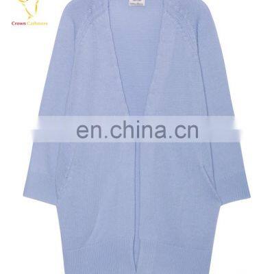 Loose Skyblue Latest Fashion Ladies Woolen Long Cardigan photo-3