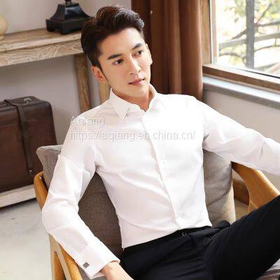 French Shirt Men's Long Formal Suit Business Suit White Shirt Inch photo-2