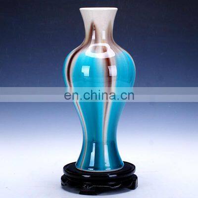 Natural luxury genuine plain tricolour ceramic decorative flower vase