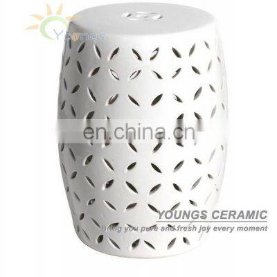 Oriental White Ceramic Garden material Bed End Stool