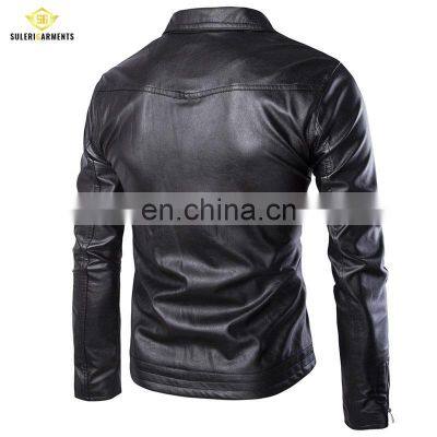 New Men Dropshipping High-grade Leather Jacket Long Sleeves Casual Top Fashion Leather Jacket Male Clothing photo-4