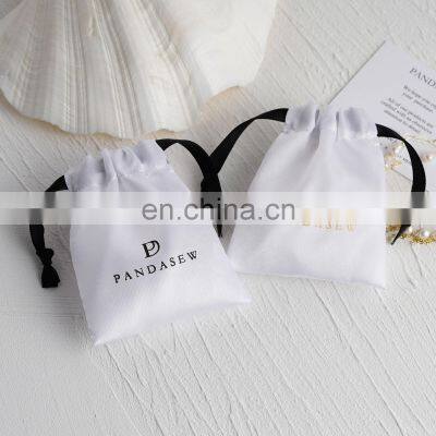 PandaSew Custom Logo Luxury Satin Drawstring Packaging Bag Wedding Favor Gift Jewelry Pouch