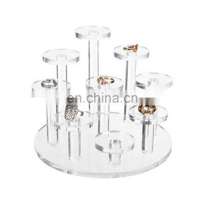 9-Tier Clear Acrylic Jewelry Ring Display Riser Dresser Top Jewelry Organizer Stand