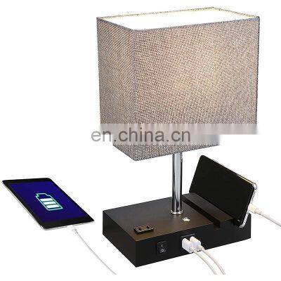 Universal  Fast Wood Multi Table Led Light Lamp Phone Bracket Mobile Holder Wireless USB Phone Chargers wooden table lamp