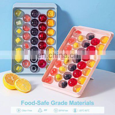 Easy Release Round Ice Cube Tray With Lid Ice Ball Maker Mold With 1 Ice Bucket 1 Scoop for Freezer BPA Free photo-5