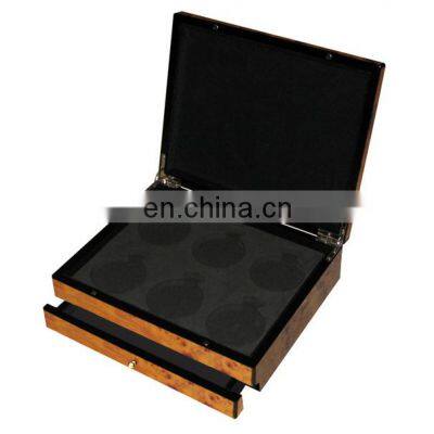 High Gloss Finished Wooden Pocket Watch Box With Mapa Paper Watch Storage Box With Bottom Drawer Watch Box photo-2
