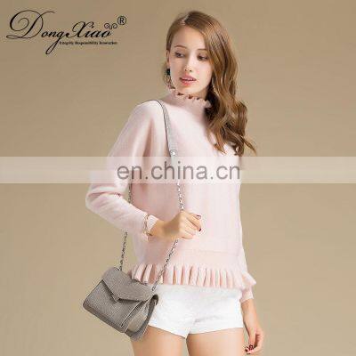 Custom Ruffled Collar Sweaters 100 % Cashmere Knitted Sweater Women photo-2