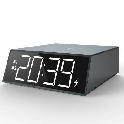 15W Fast Charging Stand with Smart LED Digital Clock Wireless Charger and Phone Holder Output Power 10W