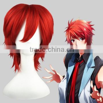 High Quality 35cm Short Straight Katekyo Hitman Reborn Kozato Enma Wig Red Synthetic Anime Wig Cosplay Hair Wigs Party Wig