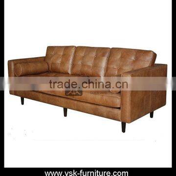 SF-072 Brown Color Real Leather Sofa