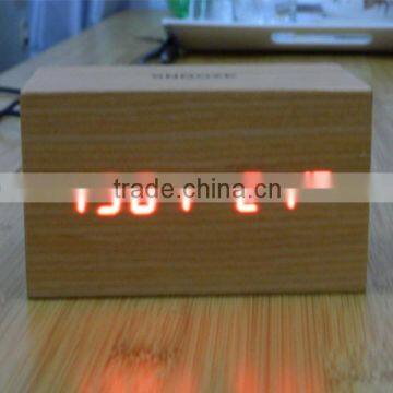 LED Wooden Table Clock With Touch Function for Snooze photo-3