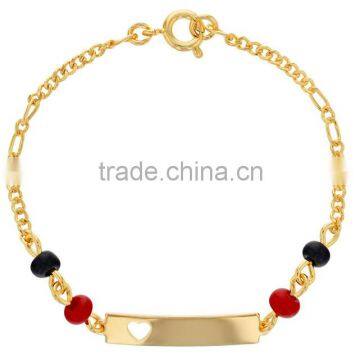 2016 hot sale children's jewelry kids yellow gold pleted link chain id bracelet birthday gift for babys 5.5 inch