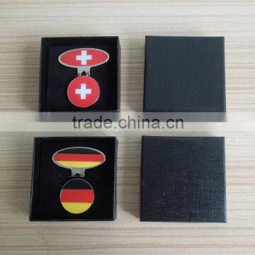 soft enamel ball marker and hat clip packing with gift box, golf accessories products