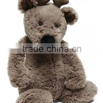 Stuffed Shy Reindeer Toy for Christmas/Wholesale Huggable Stuffed Moose/Soft Christmas Toy Sitting Reindeer