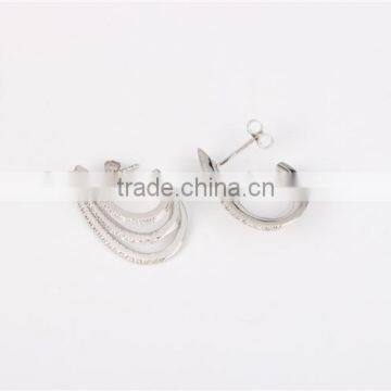 Latest Diamond 10k White Gold Hoop Earring Three Layer Fashion Design Jewelry photo-4