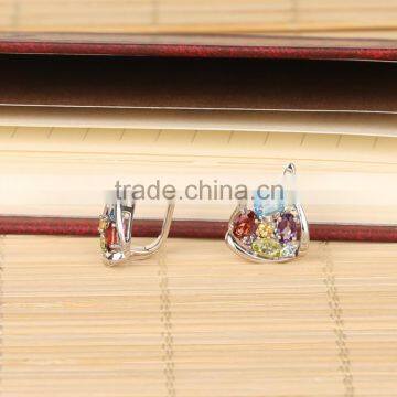 925 Sterling Silver Muilti Color Genuine Gems Clip on Earring Amethyst,Topaz,Peridot,Citrine,Garnet Mix or Single photo-2
