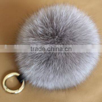 New Arrival Hot Selling 100% Real Fox Fur Pom Pom Leather Key Rings photo-6