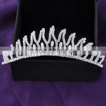 Elegant wedding white gold plated crystal imperial crown head jewelry