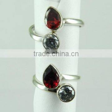 Simple Mexican !! White CZ & Red CZ 925 Sterling Silver Toe Ring, Silver Jewelry Exporter, Indian Fashion Silver Jewelry