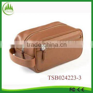 2016 wholesale conglin PU leather plain traveller toiletries bag for men