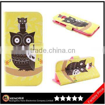 Keno Cartoon Case for HTC One M7 Cute Owls Flip Wallet Credit ID Card Slot Holder Phone Case With Stand