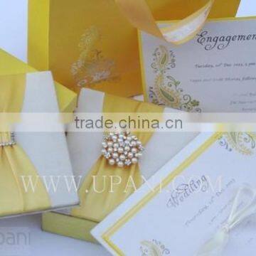 Yellow Silk Invitation Box