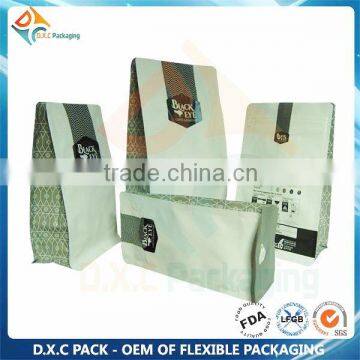 Flat Bottom Aluminum Foil Coffee Bag With Valve In Custom Printed