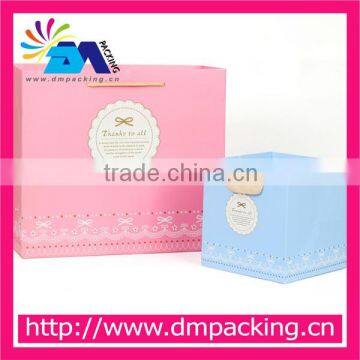 high quality cosmetic pink paper bag cake paper bag