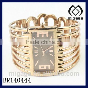 gold plating alloy bangle watch for women