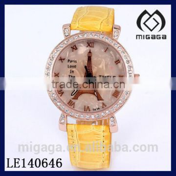 fashion yellow strap Eiffel tower dial wristwatches*wholesale promotional Eiffel paris wristwatches