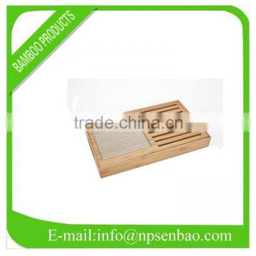 bamboo bread board with a square grooves