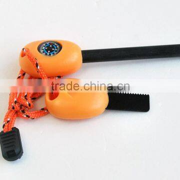 Survival Magnesium Flint Firesteel Fire Steel Starter+ Whistle+ Compass+ Rule +Raw photo-2