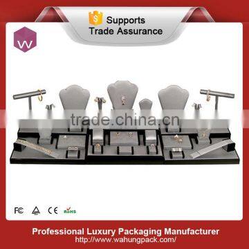 Lined up Ring earring necklace counter displays