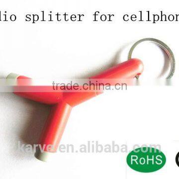 2014 High Quality 3.5mm Optical Audio Splitter Keychain Dual Audio Splitter for Cellphone
