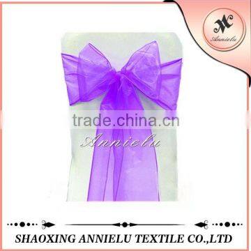 Cheap purple crystal organza chair sash