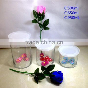 500ml 650ml 950ml tea leaf glass jar canister with airtight plastic cap